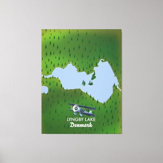 Lyngby Lake Denmark Karte Leinwanddruck (Vorderseite)