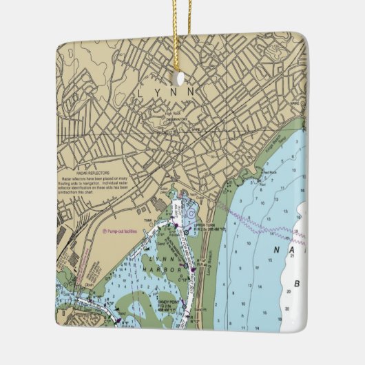 Lynn MA Nautical Chart Keramikornament (Links)
