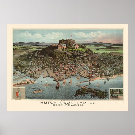 Lynn, MA Panoramic Karte - 1881 Poster (Vorne)