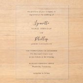 Lynnette Traditional Elegante Wedding Acryleinladungen (Vorderseite)