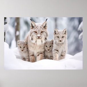 Lynx Animal Family Wandering Nature Poster