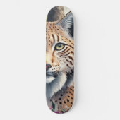 Lynx Aquarellmalerei Skateboard (Vorderseite)