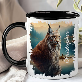 Lynx by Mountain Lake Reflection Tasse