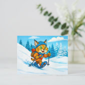 Lynx on a Snowshoe Winter Hike Postkarte (Stehend Vorderseite)