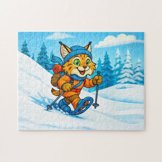 Lynx on a Snowshoe Winter Hike Puzzle (Horizontal)