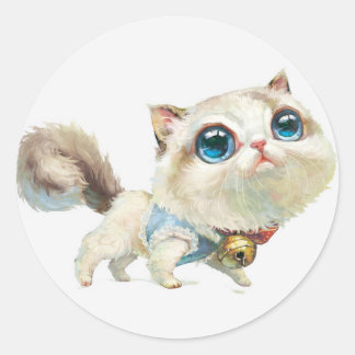 Lynx Point Siamese Cat Character Stickers- 6 Runder Aufkleber