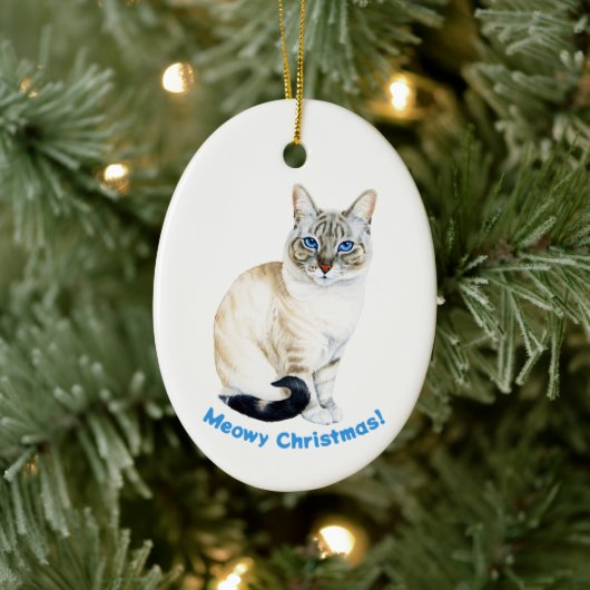 Lynx Point Siamese Cat Custom Meowy Weihnachten Keramik Ornament (Baum)