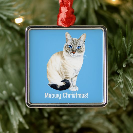 Lynx Point Siamese Cat Custom Meowy Weihnachten Ornament Aus Metall (Baum)