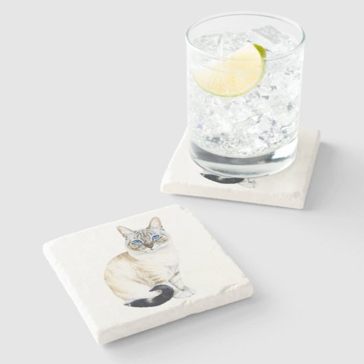 Lynx Point Siamese Cat Steinuntersetzer (Seitenansicht)