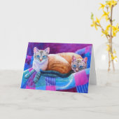 Lynx Point Siamese Cats Greeting Card Karte (Gelbe Blume)