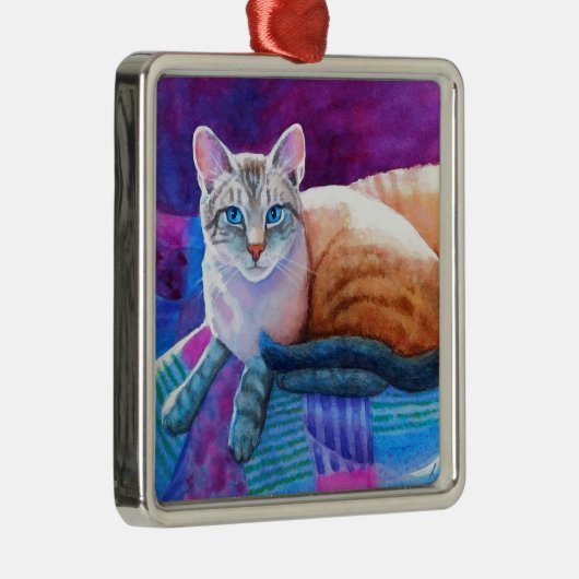 Lynx Point Siamese Cats Ornament Aus Metall (Rechts)