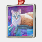 Lynx Point Siamese Cats Ornament Aus Metall (Links)