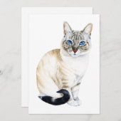 Lynx Point Siamese Katze Handgemalt Wasserfarbe (Vorne/Hinten)