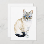 Lynx Point Siamese Katze Handgemalt Wasserfarbe Postkarte (Vorne/Hinten)