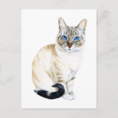 Lynx Point Siamese Katze Handgemalt Wasserfarbe Postkarte (Vorderseite)