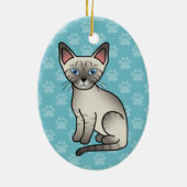 Lynx Point Siamese Katze Niedlicher Cartoon Illust Keramik Ornament (Hinten)
