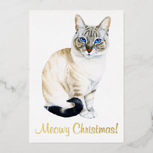 Lynx Point Siamese Katze Personalisiert Weihnachte Folien Feiertagskarte