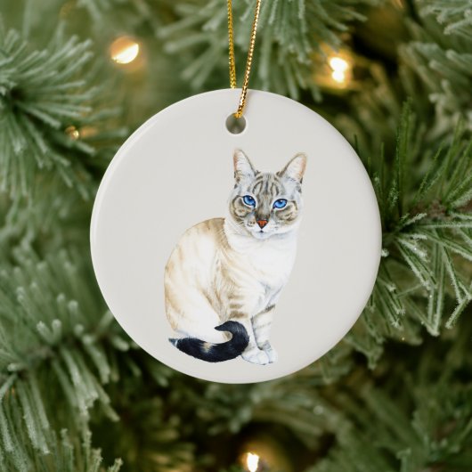 Lynx Point Siamese Katze Personalisiert Weihnachte Keramik Ornament (Baum)