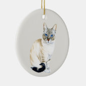 Lynx Point Siamese Katze Personalisiert Weihnachte Keramik Ornament (Rechts)