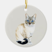Lynx Point Siamese Katze Personalisiert Weihnachte Keramik Ornament (Vorne)
