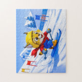 Lynx Skiing Giant Slalom in Winter Puzzle (Vertikal)