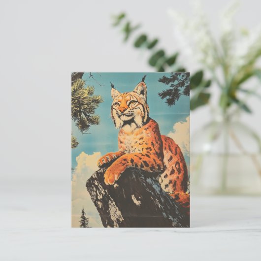 Lynx Vintag Postkarte (Stehend Vorderseite)