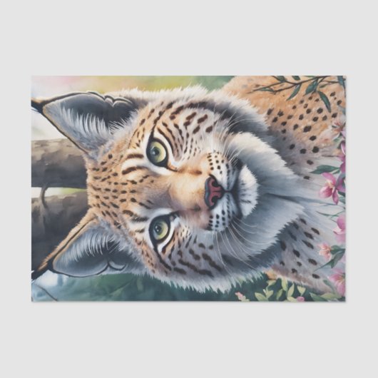 Lynx Watercolor Forest Art Seidenpapier (Vorderseite)