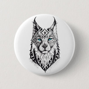 Lynx Wild Animal Nature Illustration Art Tattoo Button