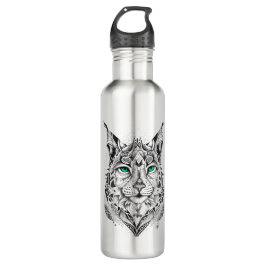Lynx Wild Animal Nature Illustration Art Tattoo Edelstahlflasche