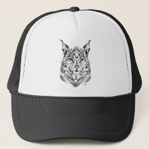Lynx Wild Animal Nature Illustration Art Tattoo Truckerkappe