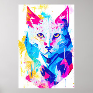 Lynx Wild Nature Animal Color Art Malerei Poster