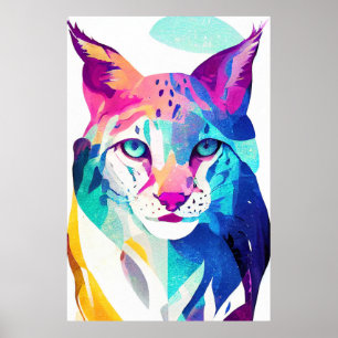 Lynx Wild Nature Animal Color Art Malerei Poster