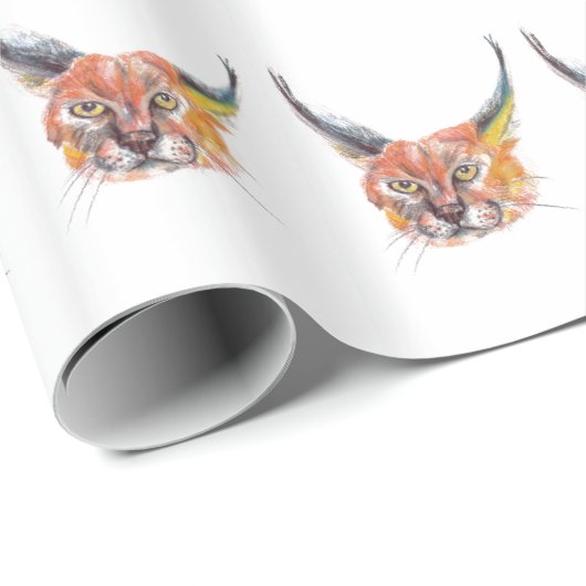 Lynxs Zeichnend Wildtierglanzpapier Geschenkpapier (Rolleneckpunkt)