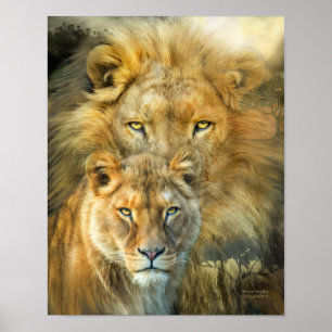 Lyon and Lioness African Royalty Art Poster/Prinz Poster