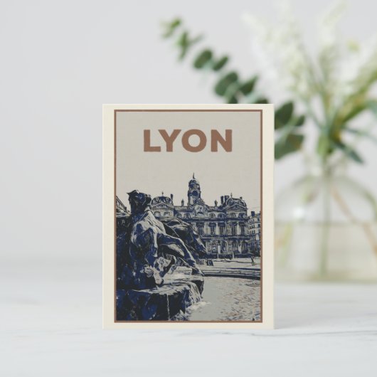 Lyon, Brunnen Bartholdi, Frankreich Postkarte (Stehend Vorderseite)