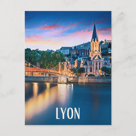 Lyon Foto Vintage Postkarte (Vorderseite)