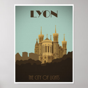Lyon Fourviere Basilika Vintage Poster