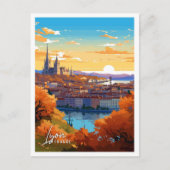 Lyon France Art Vintage Reise Illustration Postkarte (Vorderseite)