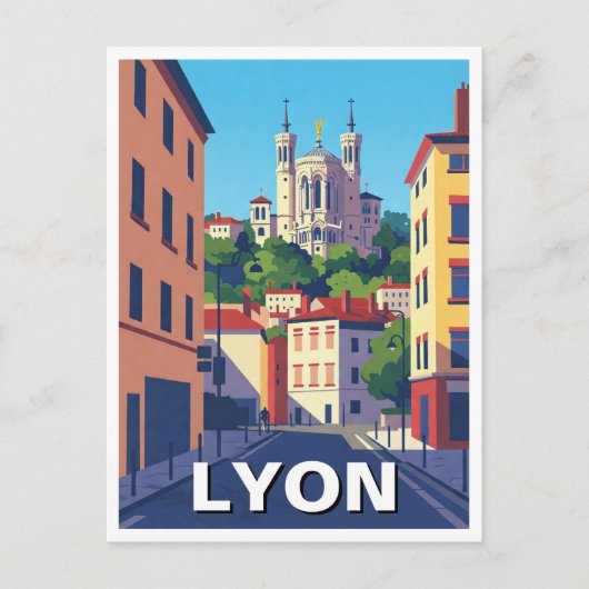 Lyon France Basilica Abstrakt Postkarte (Vorderseite)