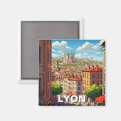 Lyon France Basilica Travel Magnet (Vorderseite/Rückseite)