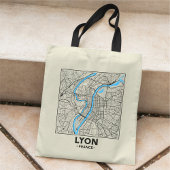 Lyon, France, City Map Tote Bag Tragetasche