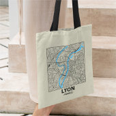 Lyon, France, City Map Tote Bag Tragetasche