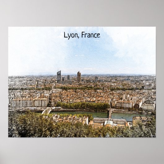 Lyon France Panorama View Poster (Vorne)