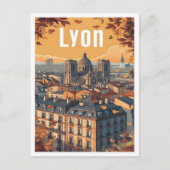 Lyon France Vintag Art Travel Illustration Postkarte (Vorderseite)