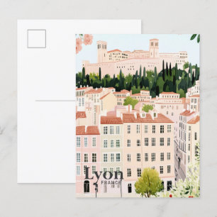 Lyon Frankreich Aquarellmalerei Reise Postkarte