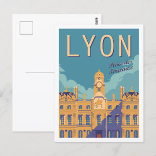 Lyon Frankreich Berühmte Reiseziel-Illustration Postkarte