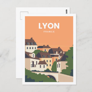 Lyon Frankreich Berühmter Reiseort Illustration Postkarte