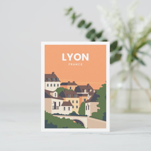 Lyon Frankreich Berühmter Reiseort Illustration Postkarte (Stehend Vorderseite)