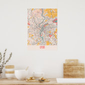 Lyon - Frankreich Chalk City Map Poster (Küche)