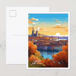 Lyon Frankreich Kunst Vintage-Reiseillustration Postkarte